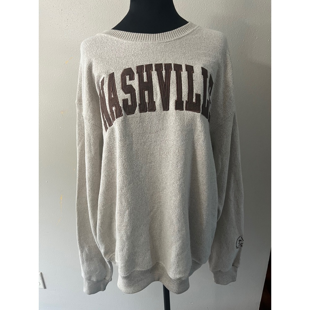 NEW YORK POPULAR Nashville Sweatshirt Men 2XL Oatmeal Brown Streetwear Crewneck